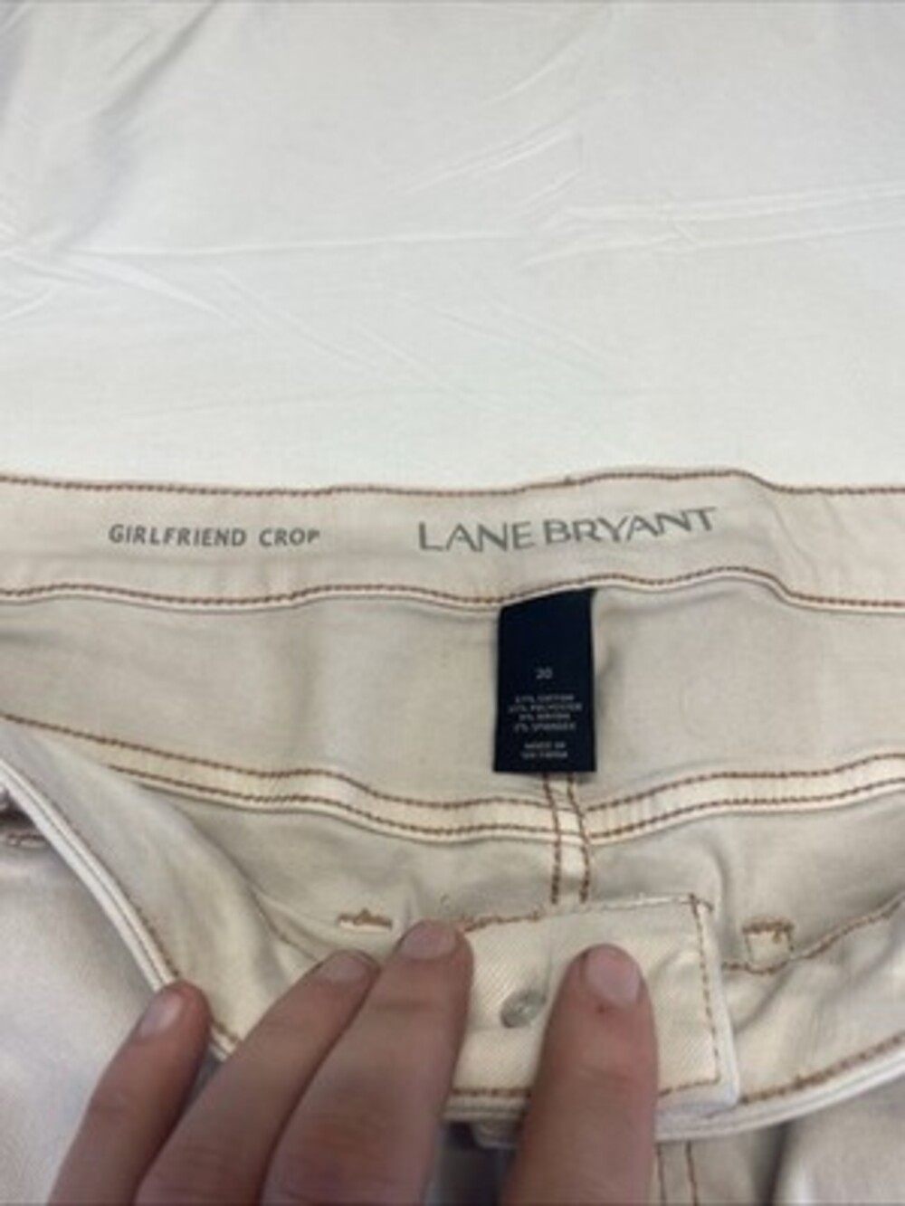 Lane Bryant Plus Size 20 Off-White Girlfriend Crop Jeans Raw Hem - Picture 2 of 7
